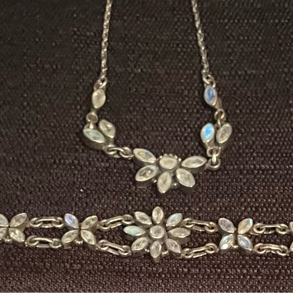 S.E. Joseph Jewelers Vintage Sterling Silver Moonstone Set - Picture 4 of 6